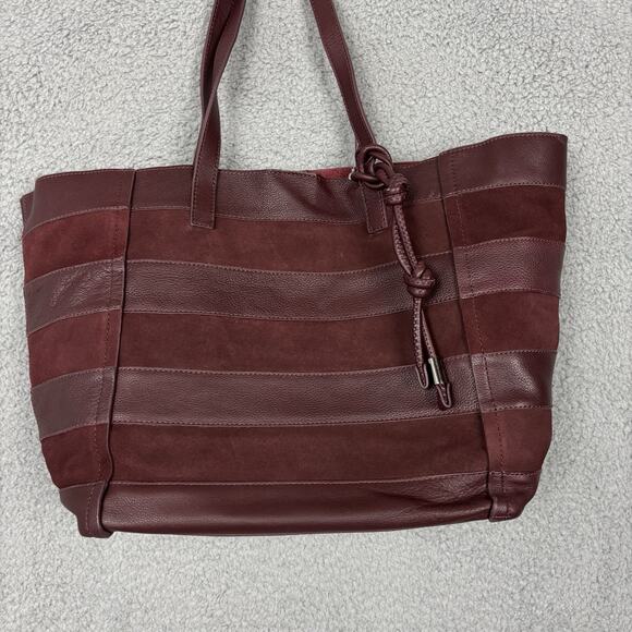 Vince Camuto Delyn Stripe Leather Tote Bag in Bordo Leather Suede Roomy NWT - Picture 5 of 16